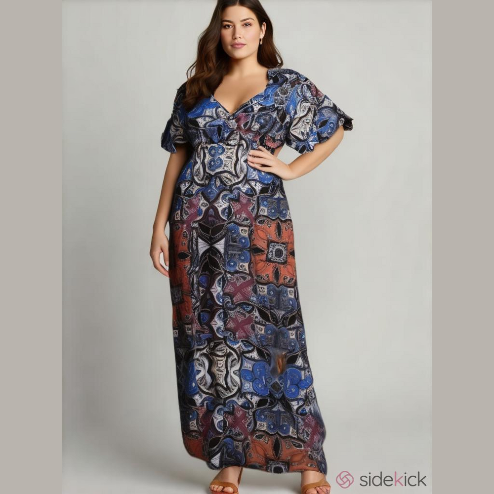 Multicolor Paisley Maxi Dress -2X